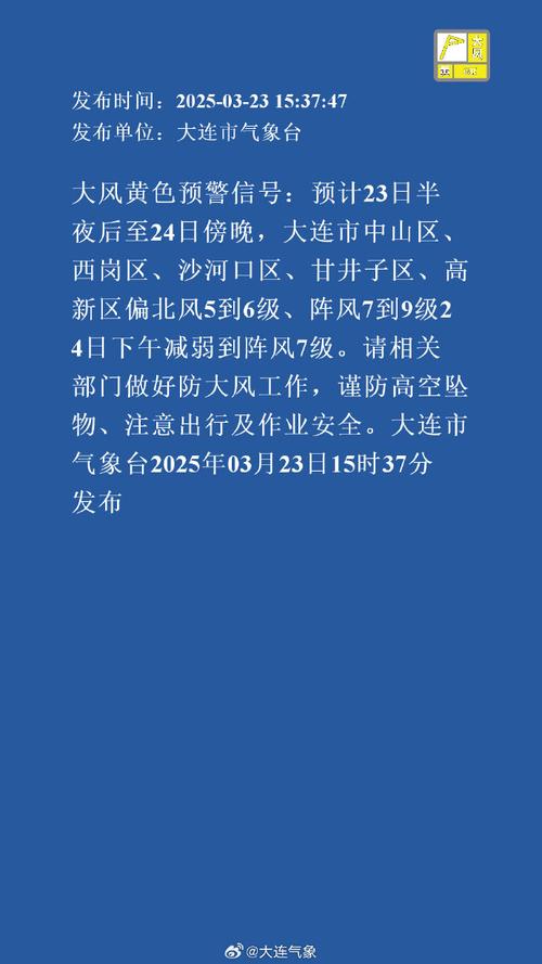 辽宁省凌海市发布大风黄色预警